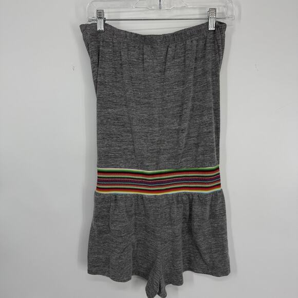 Lucky Brand Sleeveless Romper Cover Up Size Medium Gray Rainbow Trim - Picture 5 of 8